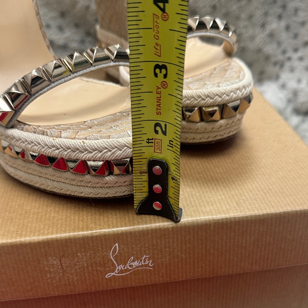 Christian Louboutin Cataclou Espadrilles Beige Studded Platform Sandals NEW - Picture 10 of 12